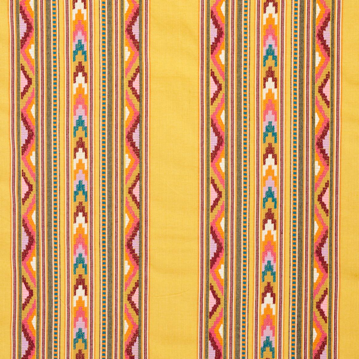 Schumacher ZARZUELA STRIPE EMBROIDERY SAFFRON Fabric | Atlanta Fabrics