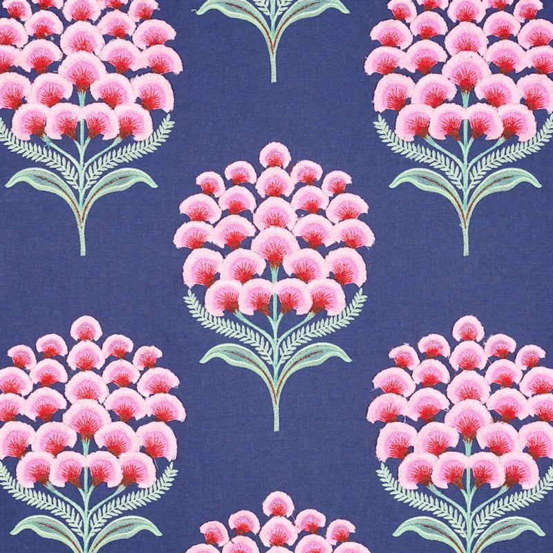 SCHUMACHER AURELIA EMBROIDERY NAVY FABRIC | Atlanta Fabrics