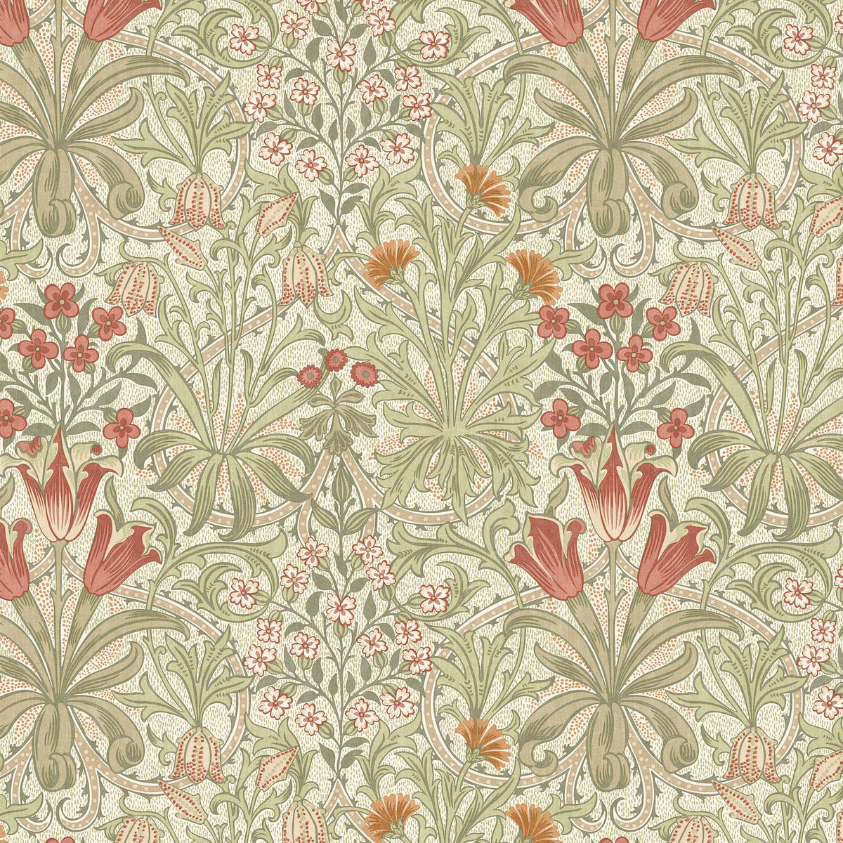 William Morris At Home 7882 WOODLAND WEEDS 4 PUMPKIN Fabric | Atlanta Fabrics