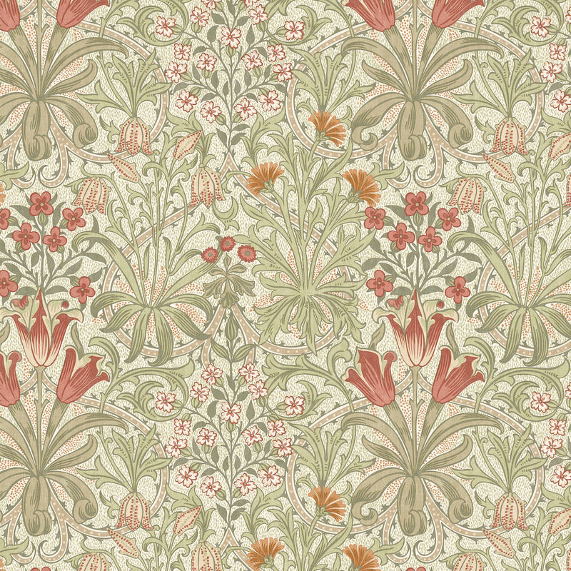 William Morris At Home 7882 WOODLAND WEEDS 4 PUMPKIN Fabric | Atlanta Fabrics