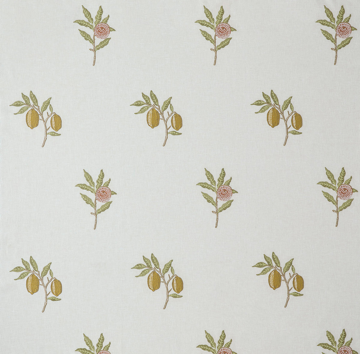 WMAH 7891 FRUIT EMBROIDERY 2 TANGERINE Fabric | Atlanta Fabrics