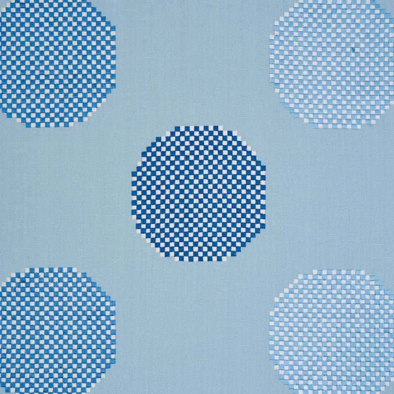 SCHUMACHER Hansen Embroidery BLUE FABRIC | Atlanta Fabrics