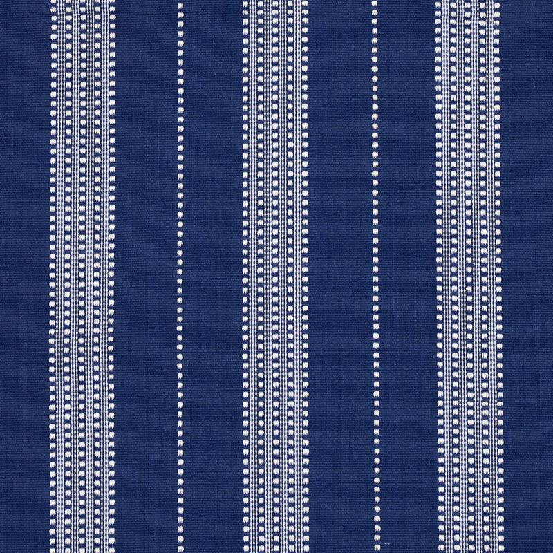 SCHUMACHER LUBECK STRIPE IVORY ON BLUE FABRIC | Atlanta Fabrics