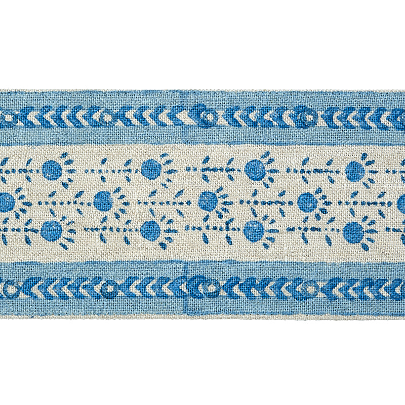 Schumacher PICA BELLA HAND BLOCKED TAPE BLUE Trim | Atlanta Fabrics