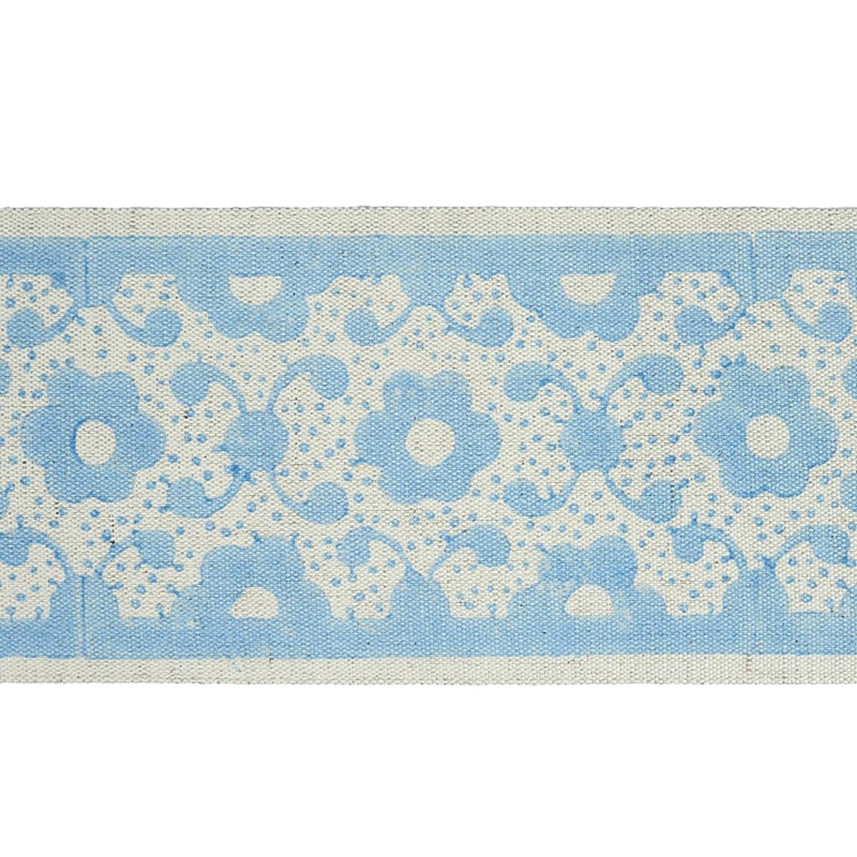 Schumacher BRINDA HAND BLOCKED TAPE SKY Trim | Atlanta Fabrics