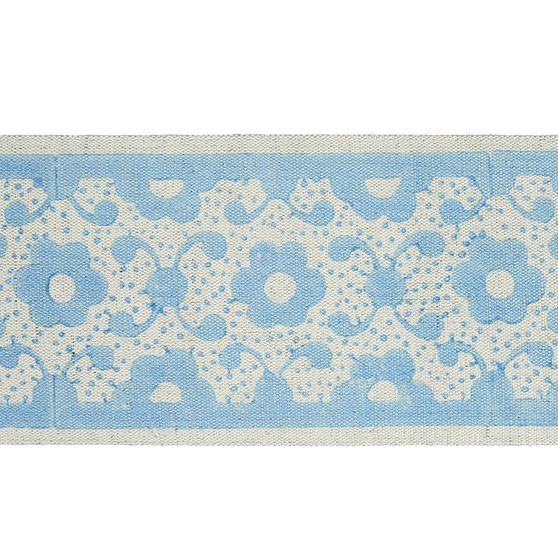Schumacher BRINDA HAND BLOCKED TAPE SKY Trim | Atlanta Fabrics