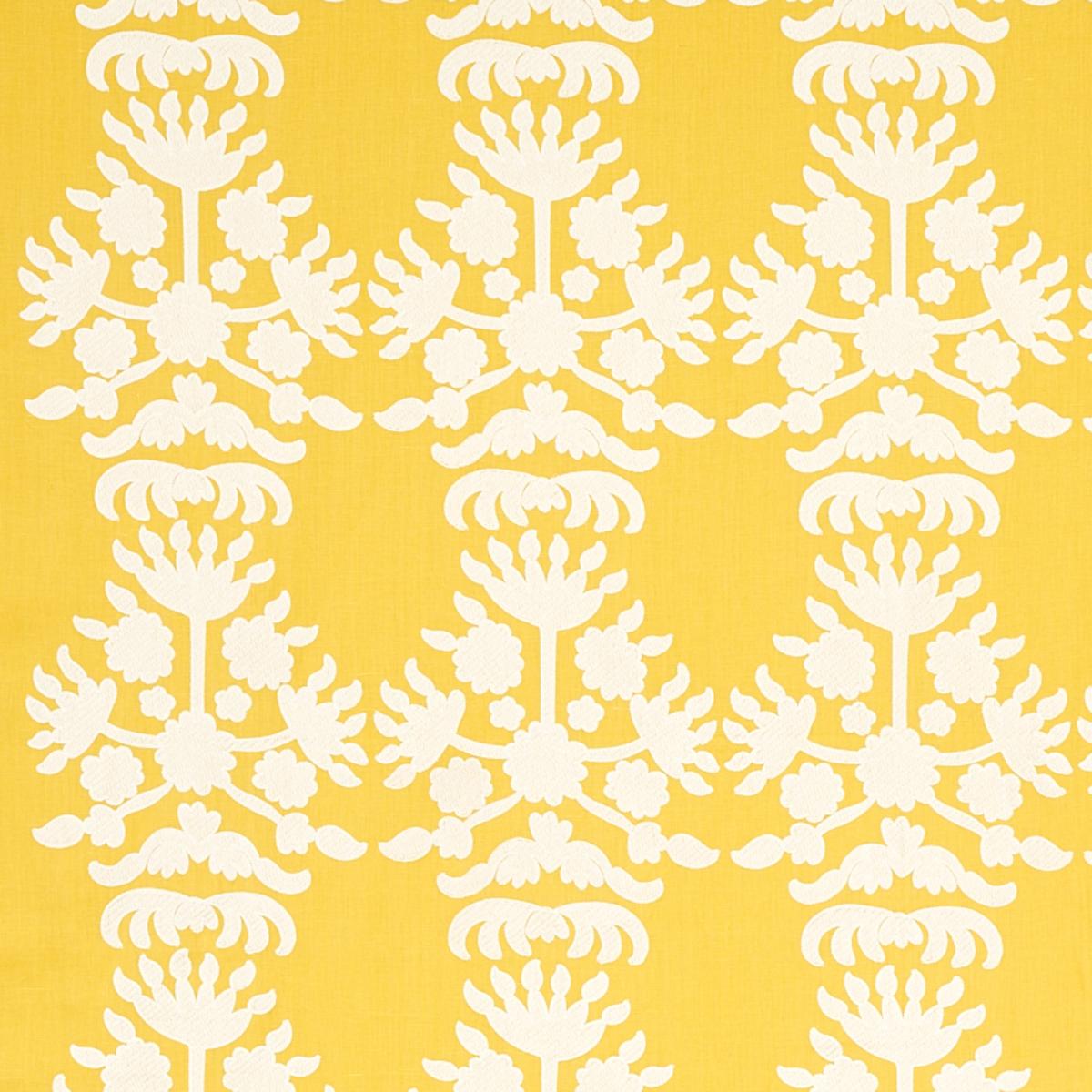 SCHUMACHER Cybele Embroidery YELLOW FABRIC | Atlanta Fabrics