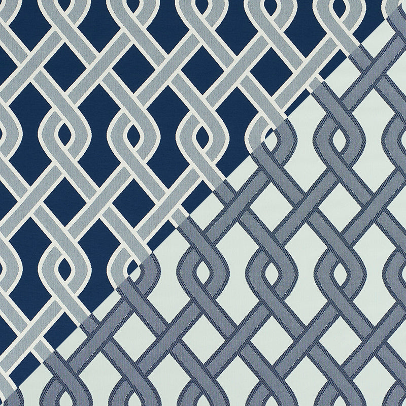 Schumacher CLEO TRELLIS INDOOR/OUTDOOR BLUE Fabric | Atlanta Fabrics