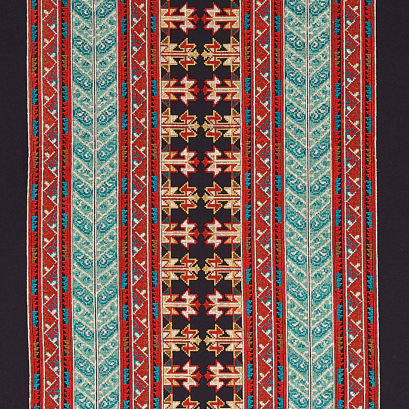 Schumacher VINKA EMBROIDERY RED & BLACK Fabric | Atlanta Fabrics