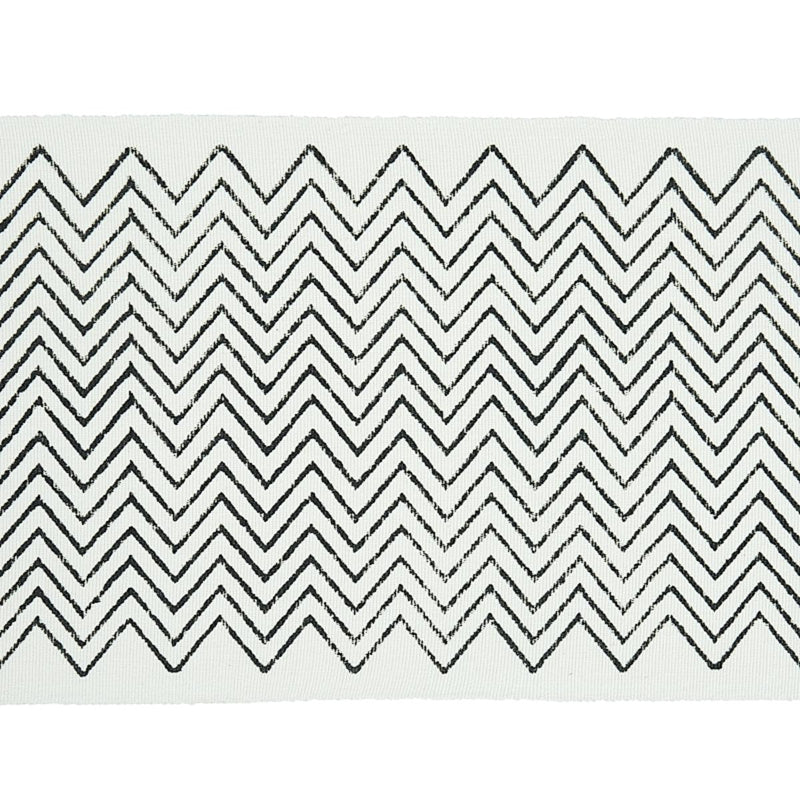 Schumacher LEORA HAND BLOCKED TAPE CHARCOAL Trim | Atlanta Fabrics