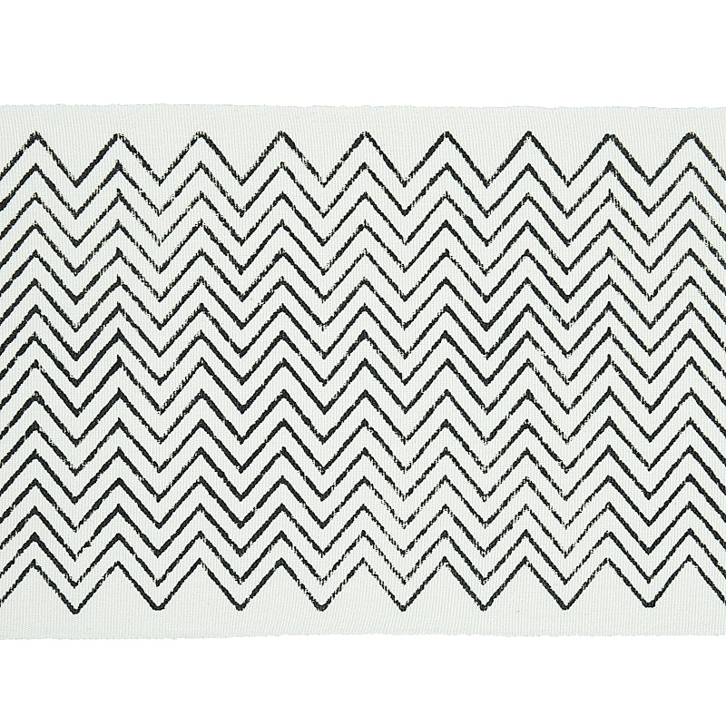 Schumacher LEORA HAND BLOCKED TAPE CHARCOAL Trim | Atlanta Fabrics