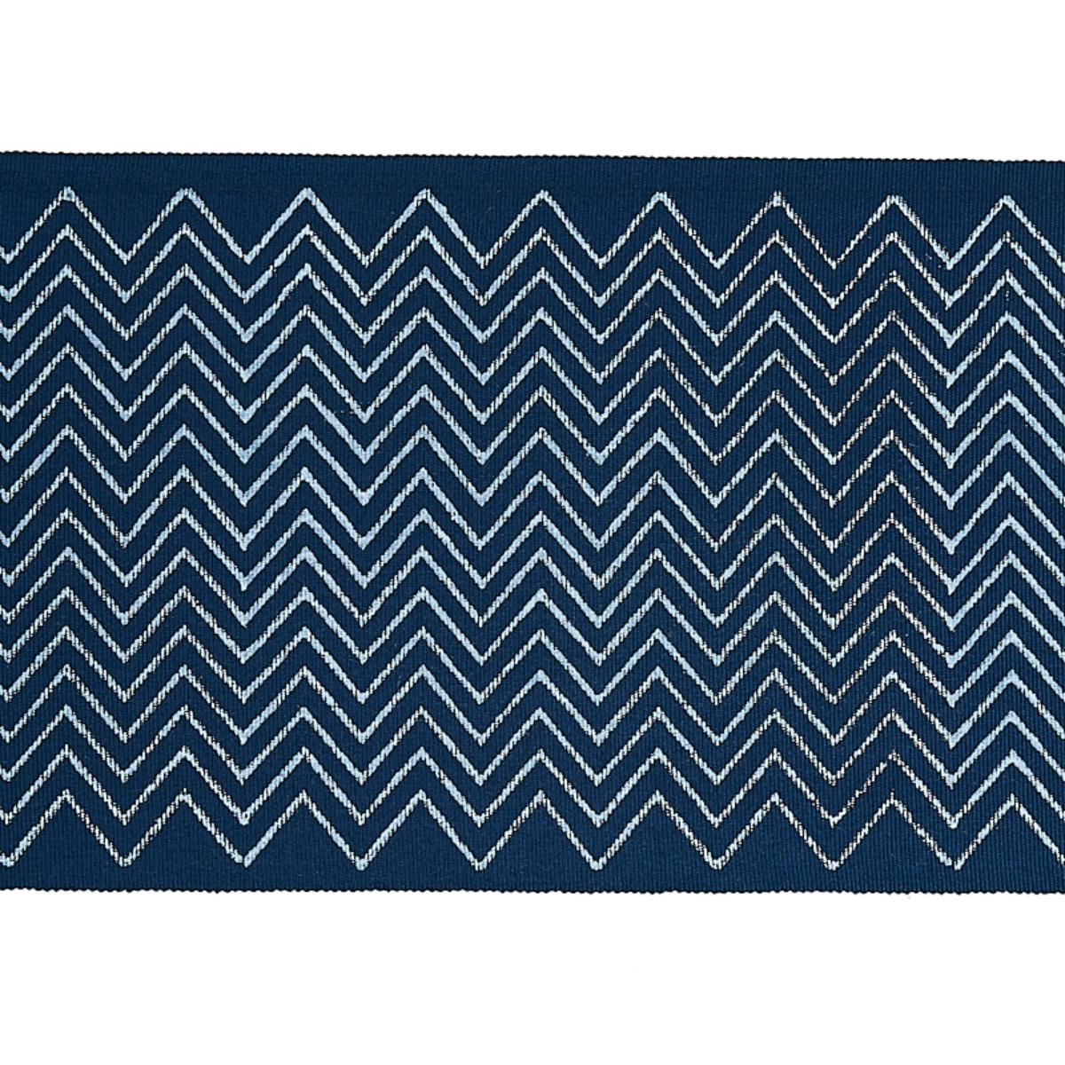 Schumacher LEORA HAND BLOCKED TAPE INDIGO Trim | Atlanta Fabrics