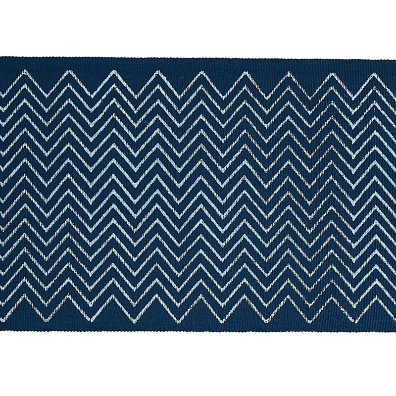 Schumacher LEORA HAND BLOCKED TAPE INDIGO Trim | Atlanta Fabrics