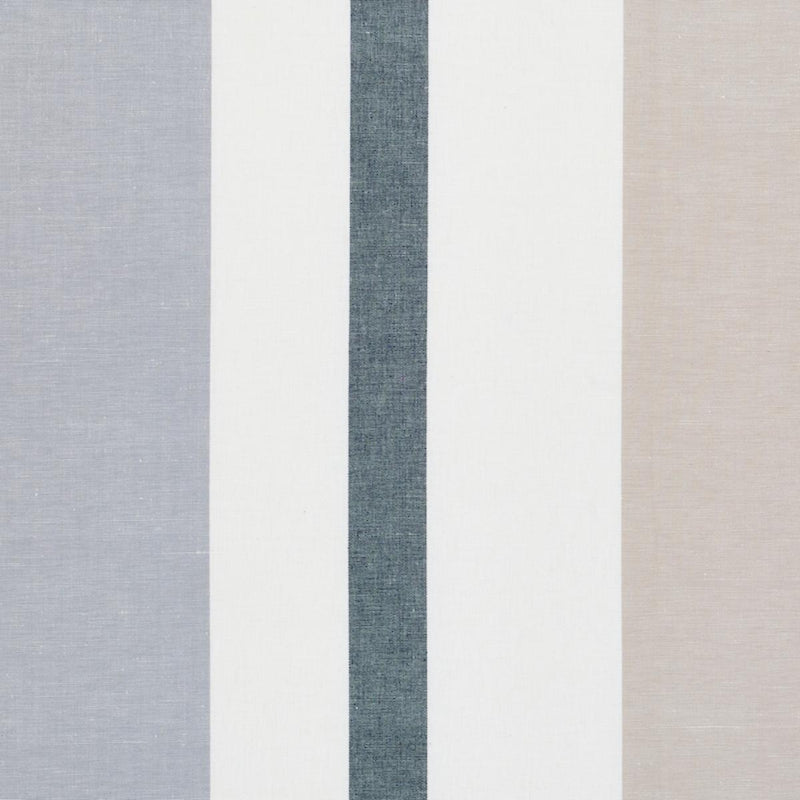 SCHUMACHER LOLLAND LINEN STRIPE GREY & SAND FABRIC | Atlanta Fabrics