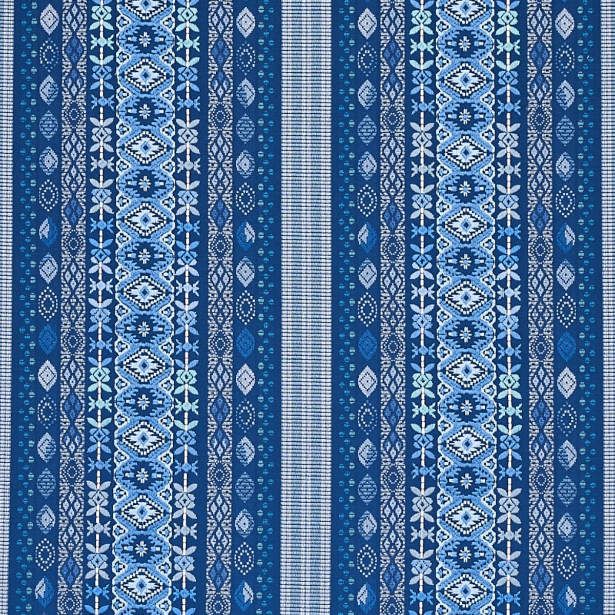 SCHUMACHER COSIMA EMBROIDERY BLUE MULTI FABRIC | Atlanta Fabrics