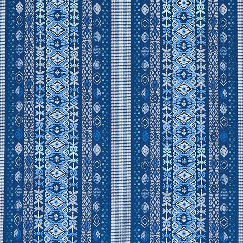 SCHUMACHER COSIMA EMBROIDERY BLUE MULTI FABRIC | Atlanta Fabrics