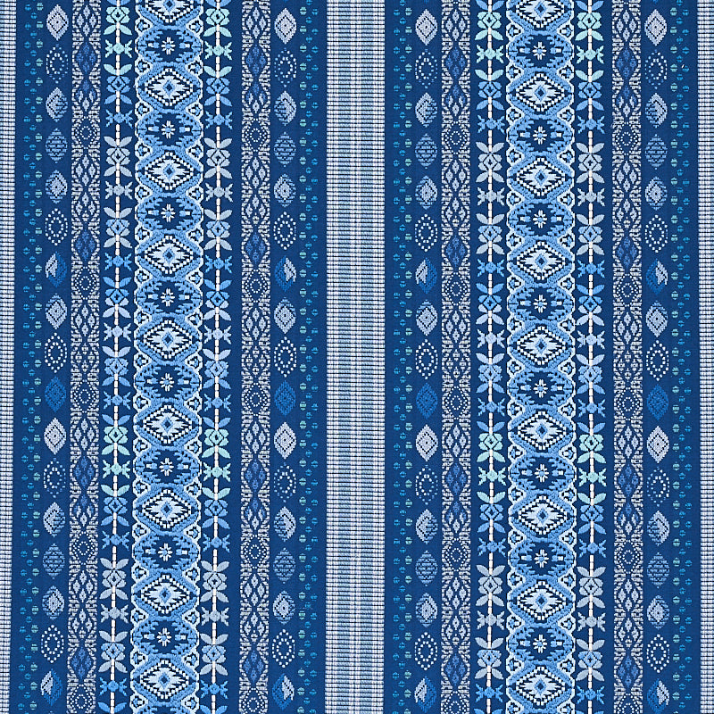 Schumacher COSIMA EMBROIDERY BLUE MULTI Fabric | Atlanta Fabrics