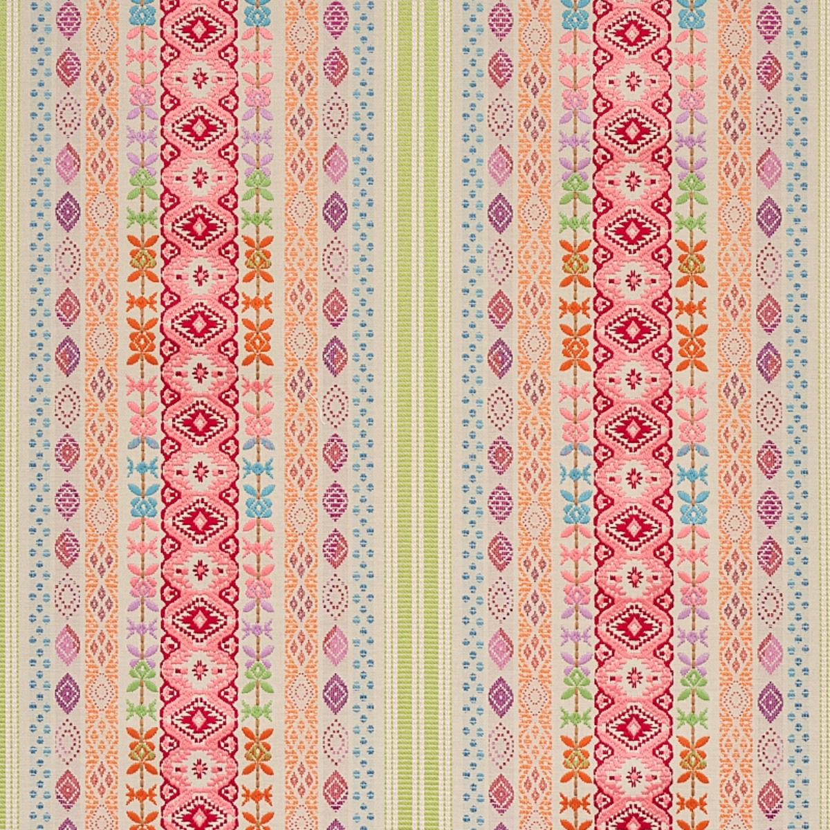SCHUMACHER COSIMA EMBROIDERY PINK MULTI FABRIC | Atlanta Fabrics