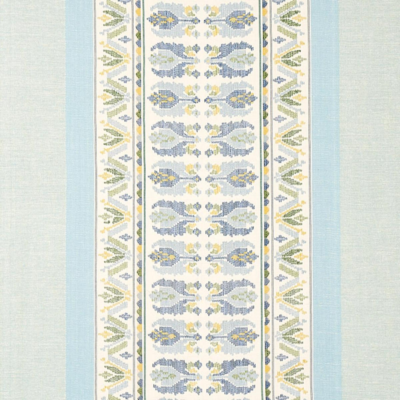 SCHUMACHER SANDOR STRIPE EMBROIDERY CHAMBRAY FABRIC | Atlanta Fabrics