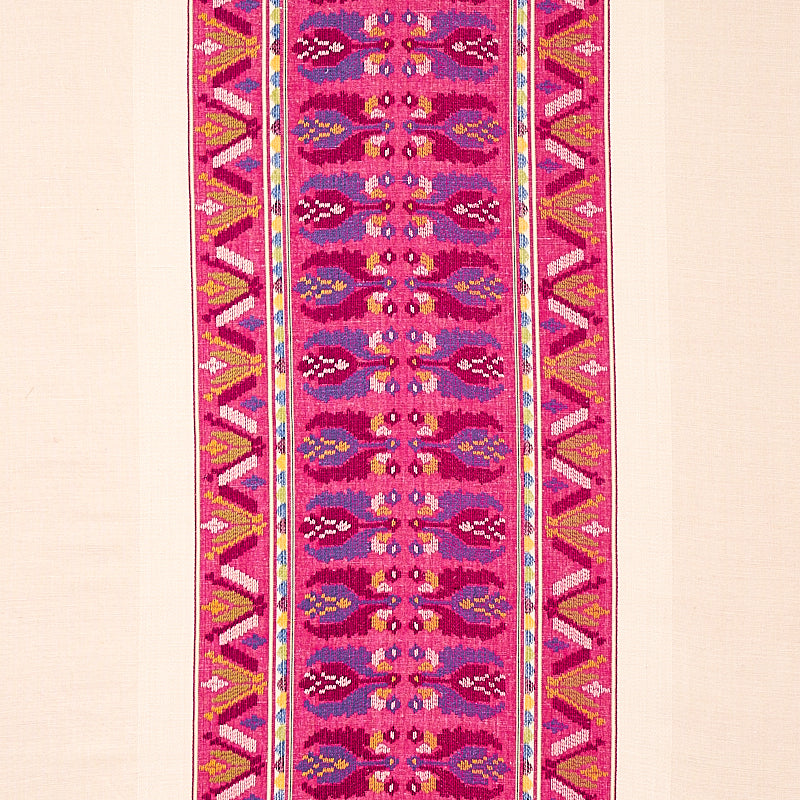 Schumacher SANDOR STRIPE EMBROIDERY MAGENTA Fabric | Atlanta Fabrics