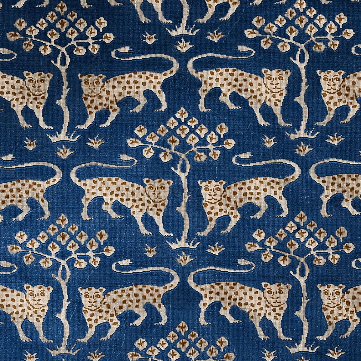 WOODLAND LEOPARD VELVET SAPPHIRE
