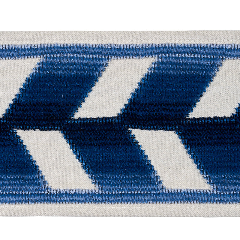 Schumacher CHEVRON STRIE VELVET TAPE LAPIS Trim | Atlanta Fabrics