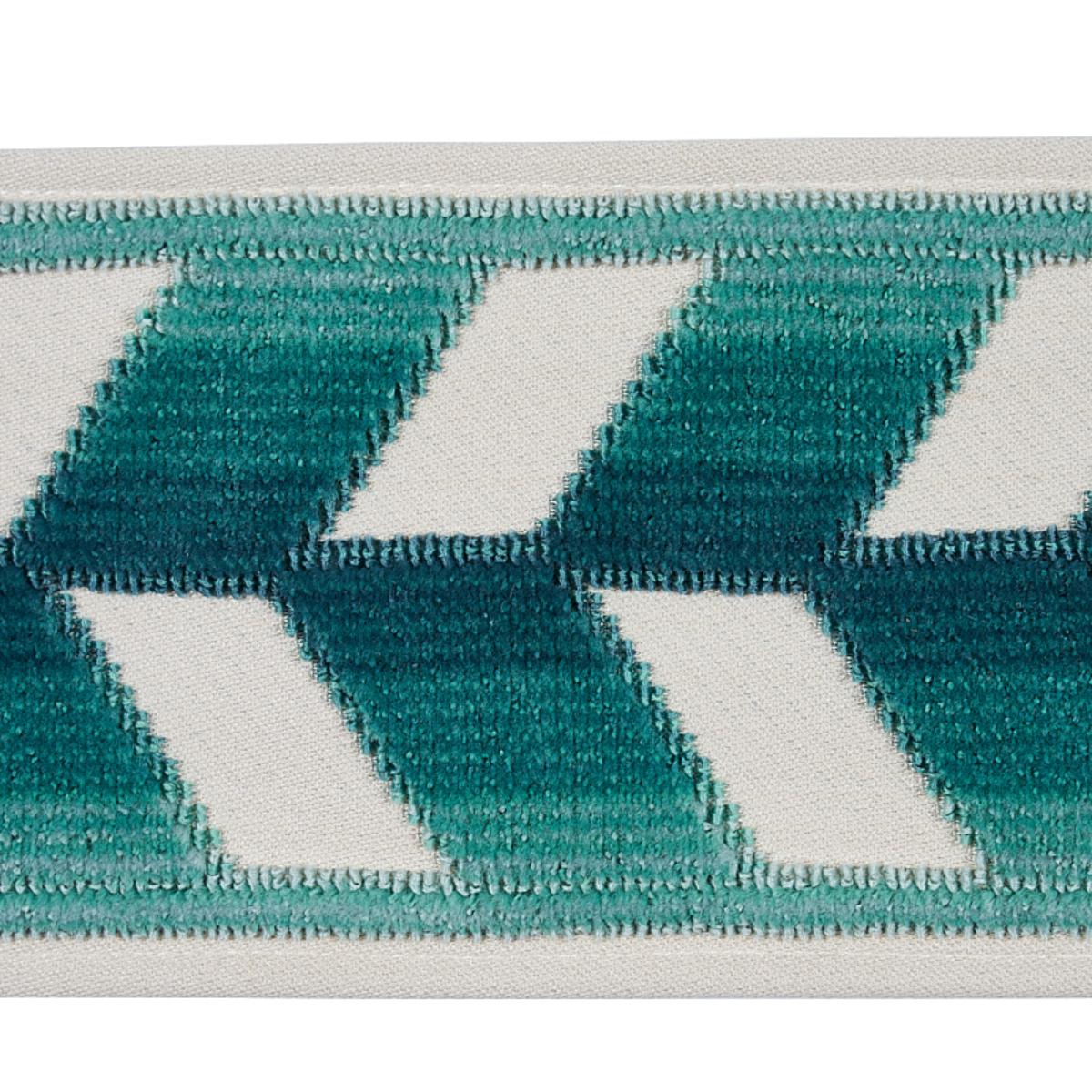 SCHUMACHER CHEVRON STRIE VELVET TAPE PEACOCK TRIM | Atlanta Fabrics