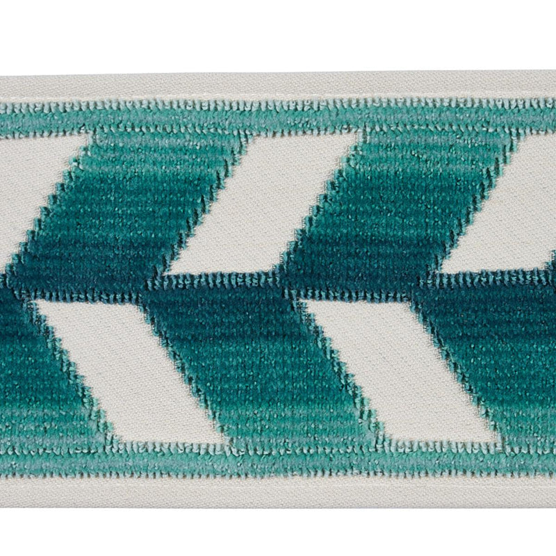 SCHUMACHER CHEVRON STRIE VELVET TAPE PEACOCK TRIM | Atlanta Fabrics