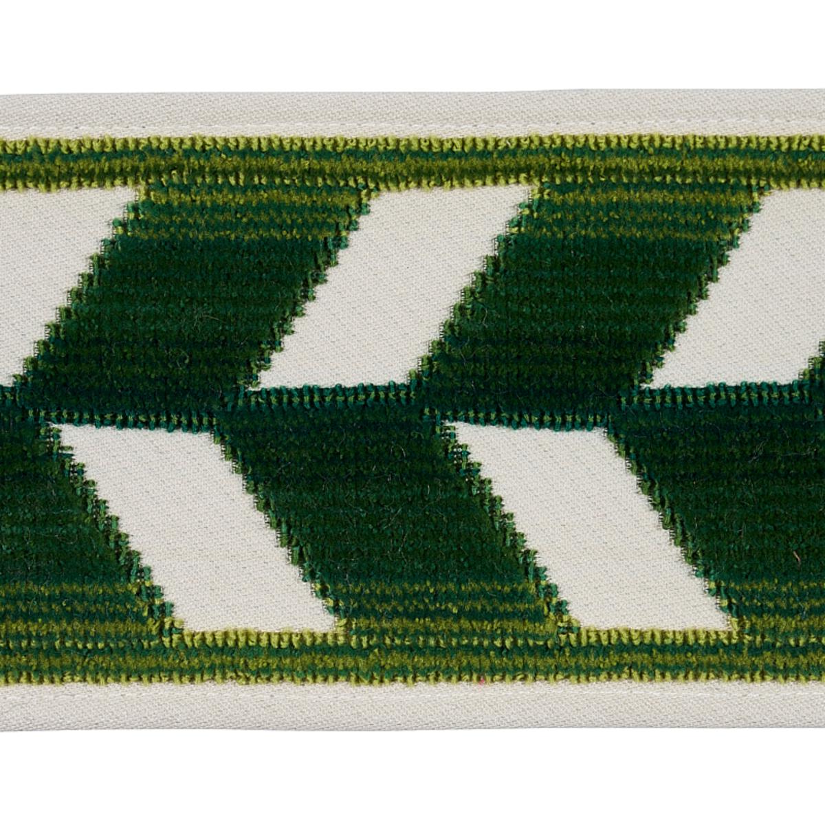 SCHUMACHER CHEVRON STRIE VELVET TAPE EMERALD TRIM | Atlanta Fabrics