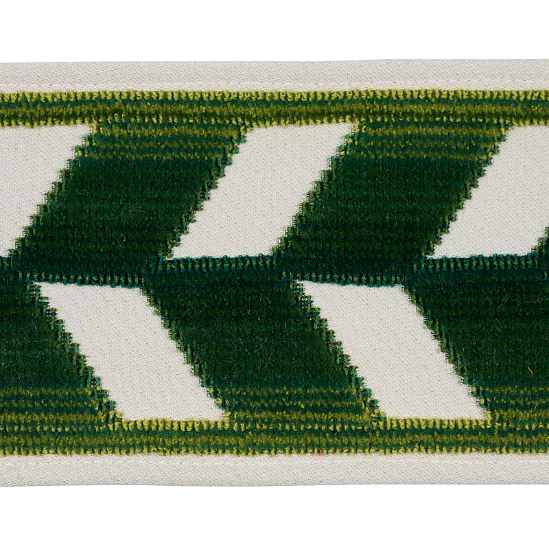 Schumacher CHEVRON STRIE VELVET TAPE EMERALD Trim | Atlanta Fabrics