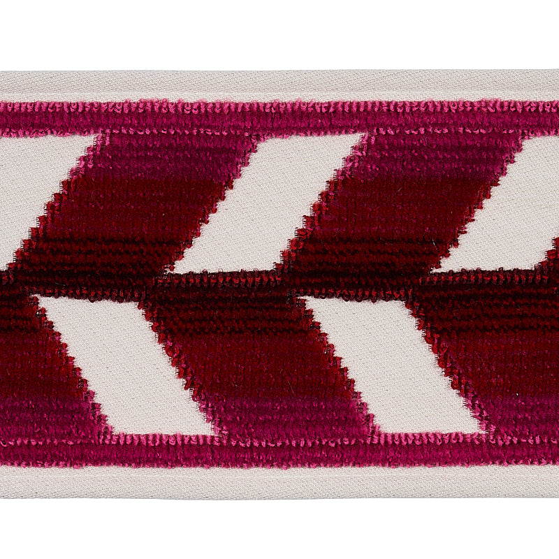 Schumacher CHEVRON STRIE VELVET TAPE GARNET Trim | Atlanta Fabrics