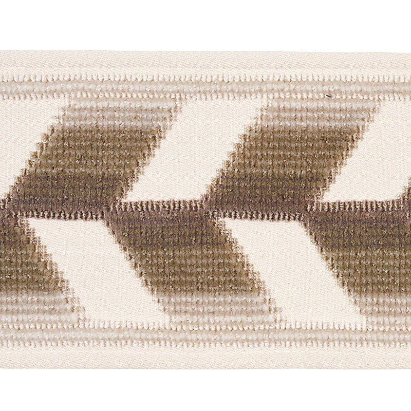 Schumacher CHEVRON STRIE VELVET TAPE STONE Trim | Atlanta Fabrics