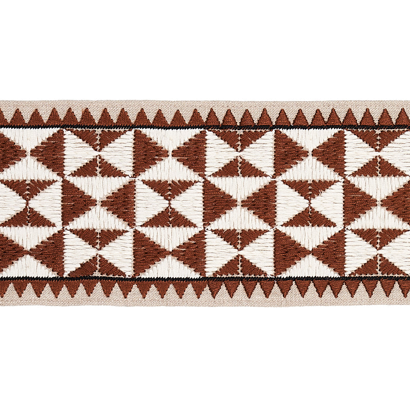 Schumacher Zulma Embroidered Tape BROWN Trim | Atlanta Fabrics
