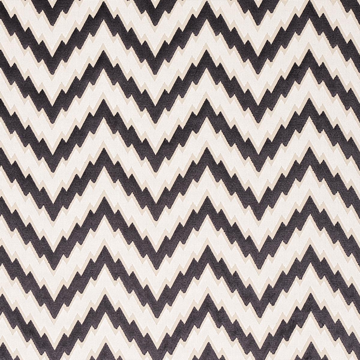 SCHUMACHER FLORENTINE CHEVRON VELVET BLACK FABRIC | Atlanta Fabrics