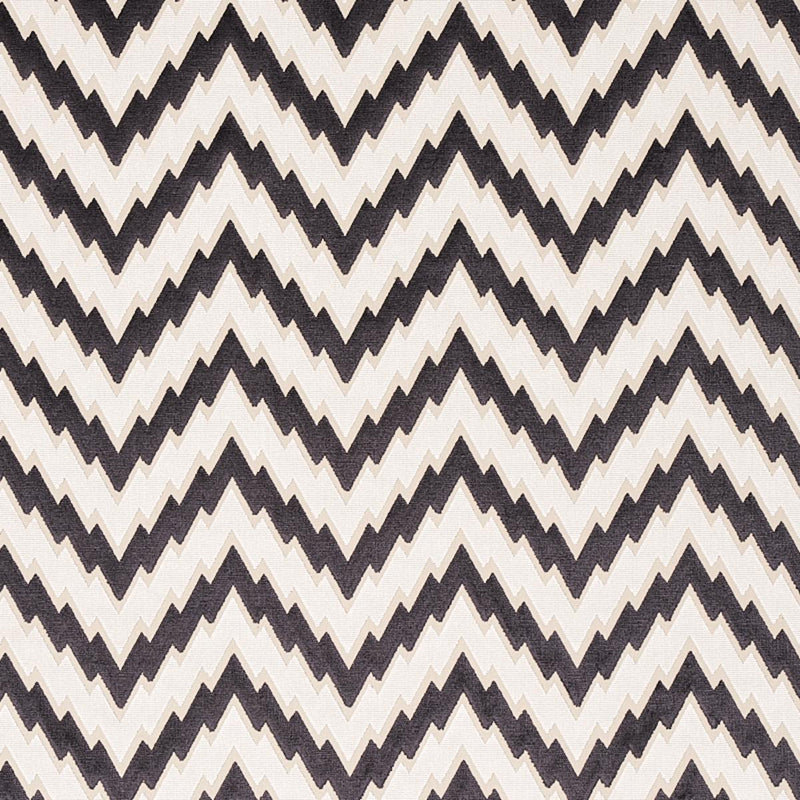 SCHUMACHER FLORENTINE CHEVRON VELVET BLACK FABRIC | Atlanta Fabrics