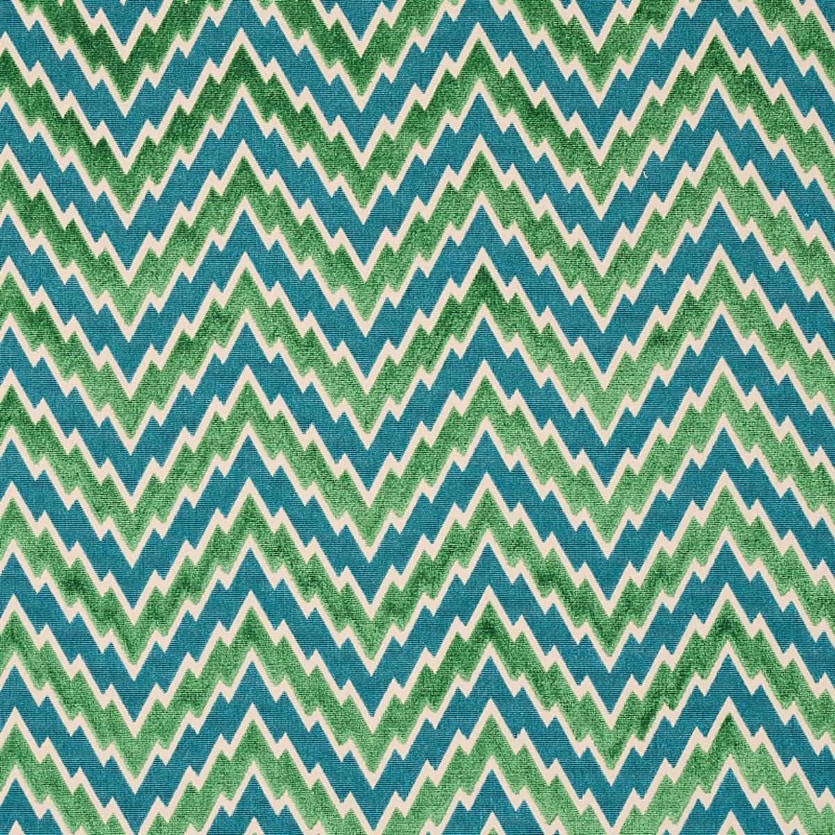 SCHUMACHER FLORENTINE CHEVRON VELVET EMERALD FABRIC | Atlanta Fabrics