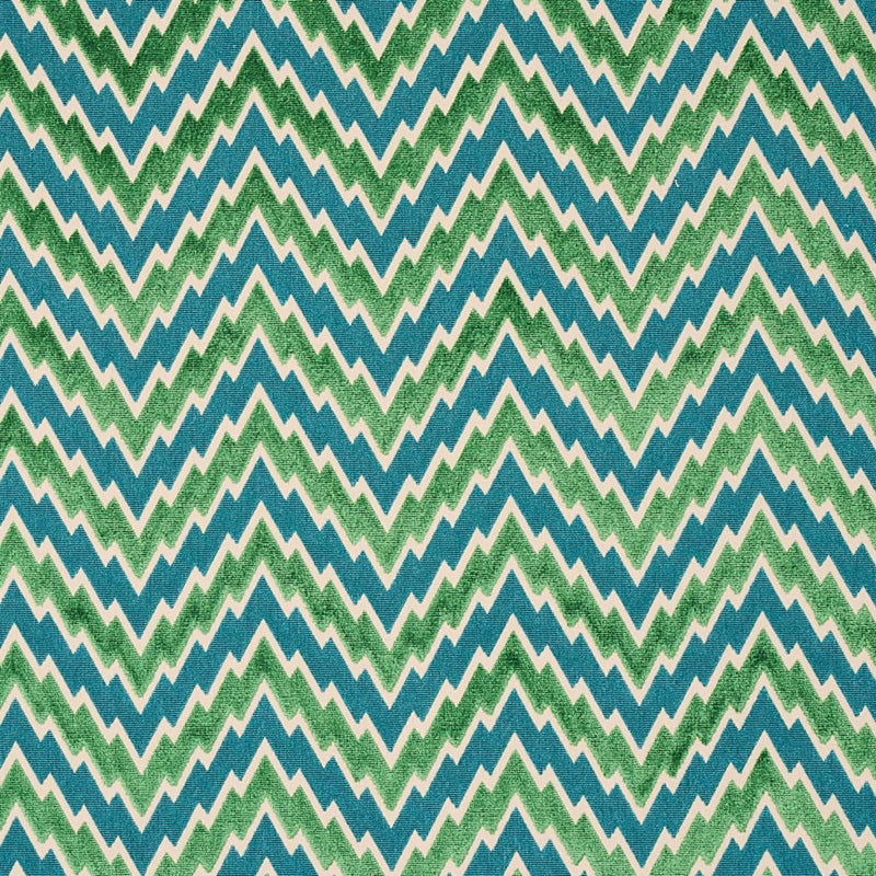 SCHUMACHER FLORENTINE CHEVRON VELVET EMERALD FABRIC | Atlanta Fabrics