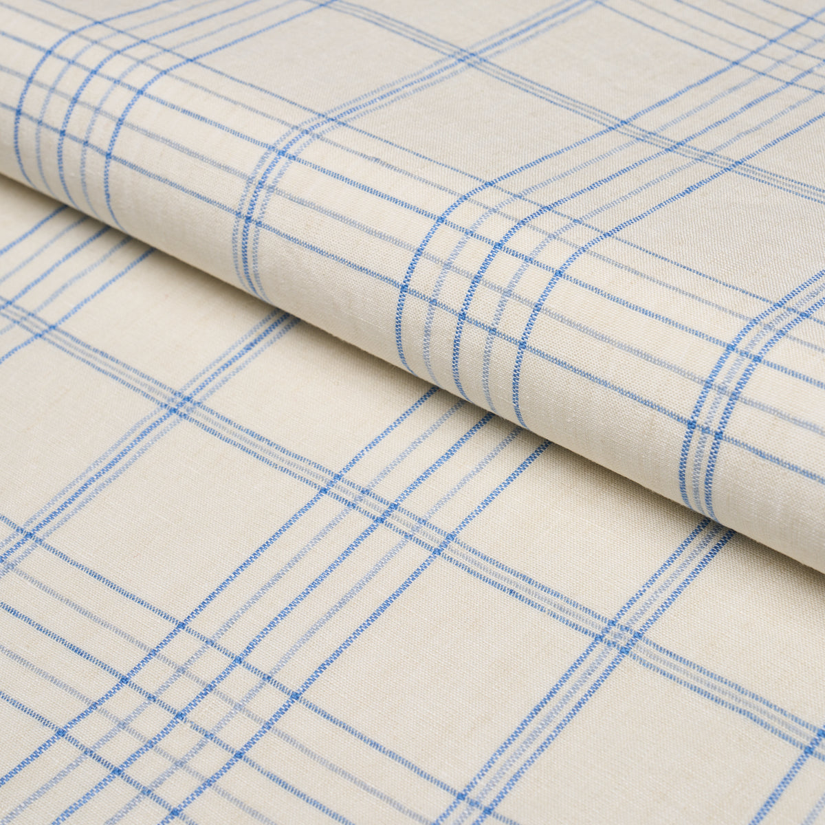 Schumacher NILS PLAID LINEN BLUE Fabric | Atlanta Fabrics