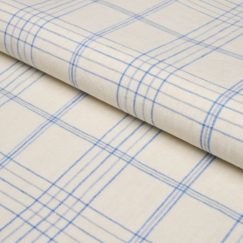 Schumacher NILS PLAID LINEN BLUE Fabric | Atlanta Fabrics