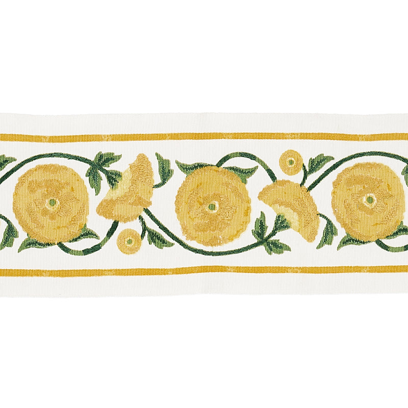 Schumacher Saranda Flower Embroidery Tape MARIGOLD Trim | Atlanta Fabrics