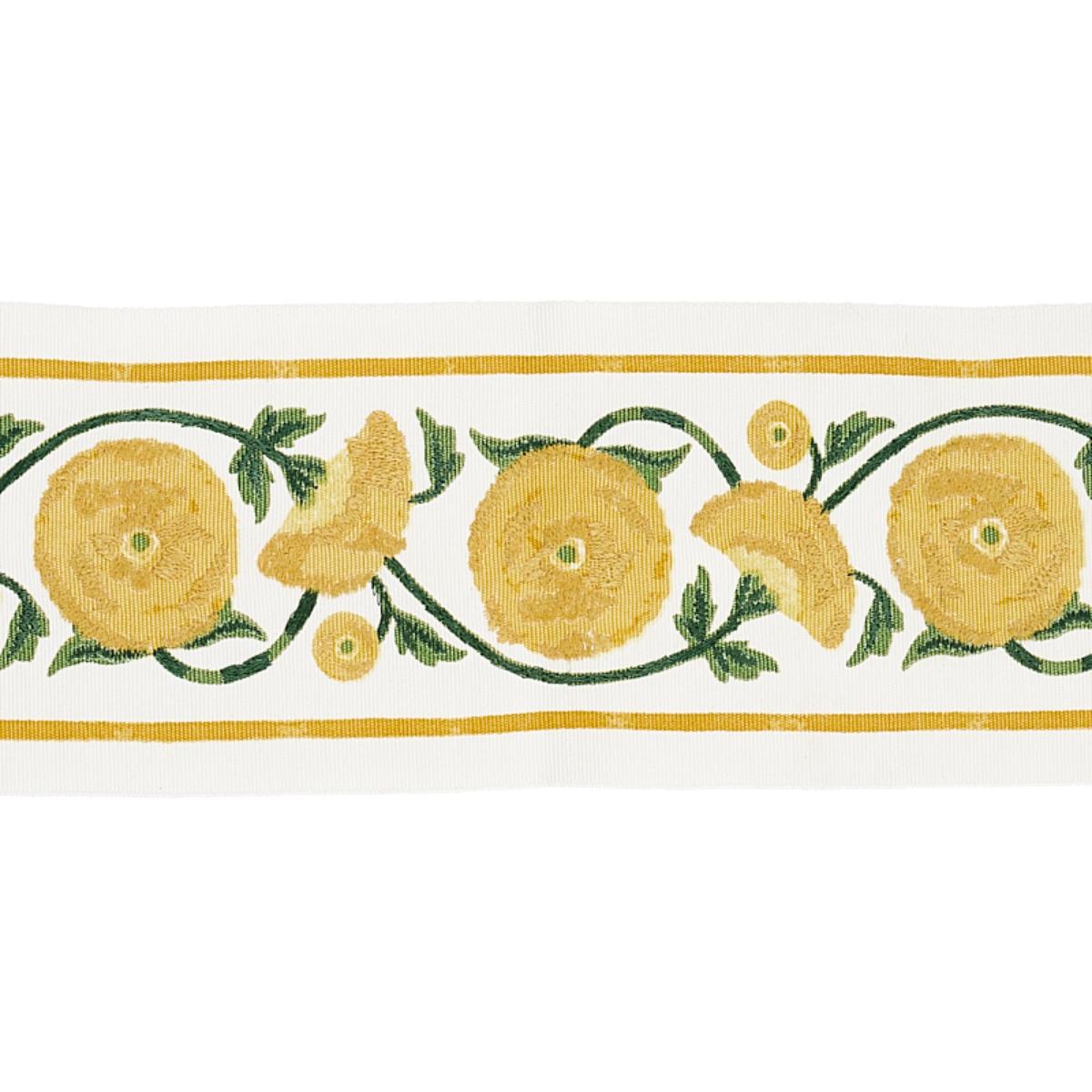 SCHUMACHER Saranda Flower Embroidery Tape MARIGOLD TRIM | Atlanta Fabrics