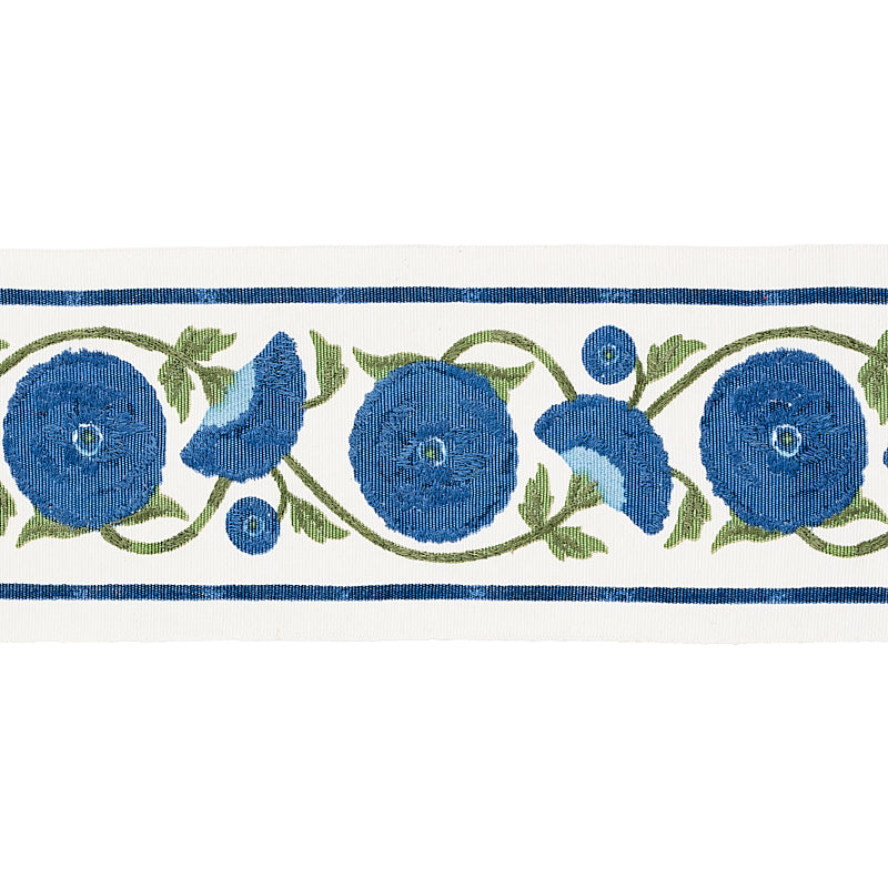 Schumacher Saranda Flower Embroidery Tape ROYAL Trim | Atlanta Fabrics