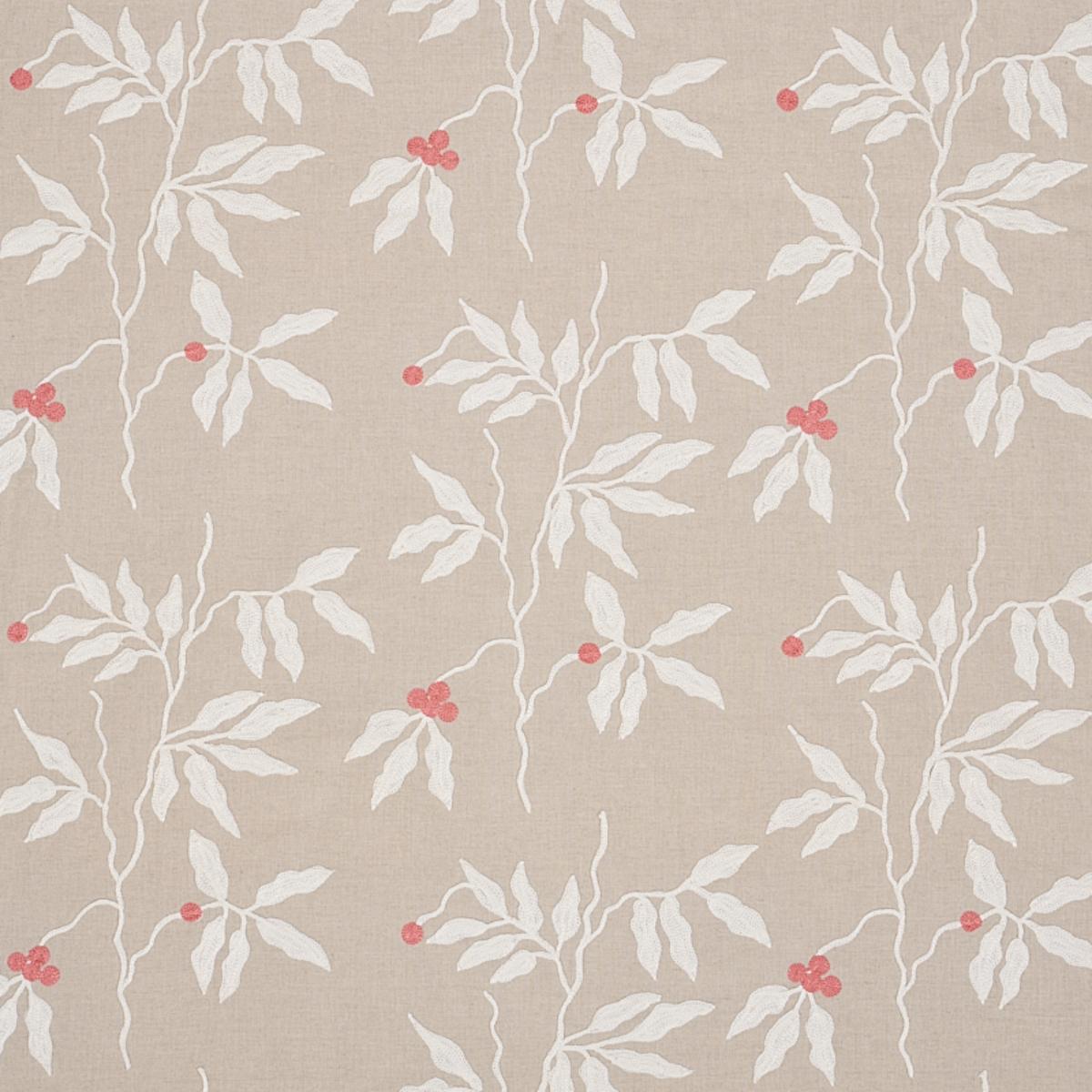 SCHUMACHER LILLA EMBROIDERY IVORY ON NEUTRAL FABRIC | Atlanta Fabrics