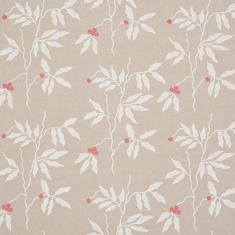 SCHUMACHER LILLA EMBROIDERY IVORY ON NEUTRAL FABRIC | Atlanta Fabrics