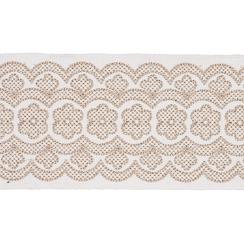 Schumacher Astrid Embroidered Tape NATURAL Trim | Atlanta Fabrics