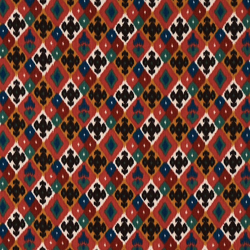 Schumacher SASHA DIAMOND IKAT ROSE AND SAFFRON Fabric | Atlanta Fabrics