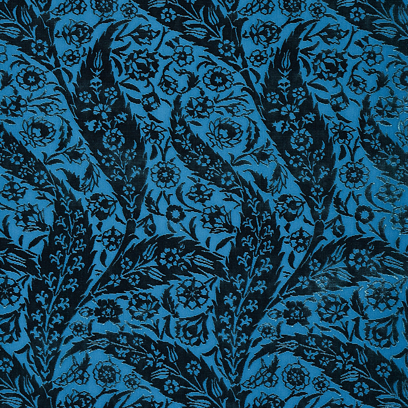 Schumacher SAZ PAISLEY SILK VELVET BLUE Fabric | Atlanta Fabrics