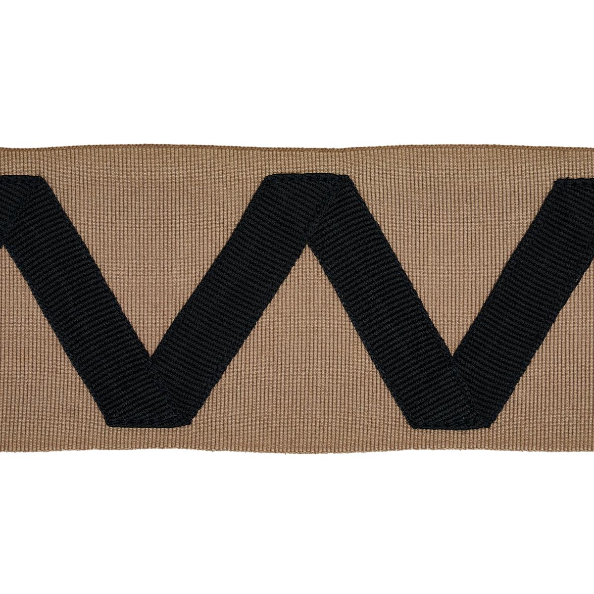 Schumacher LEGERE APPLIQUÌä TAPE BLACK ON SAND Trim | Atlanta Fabrics