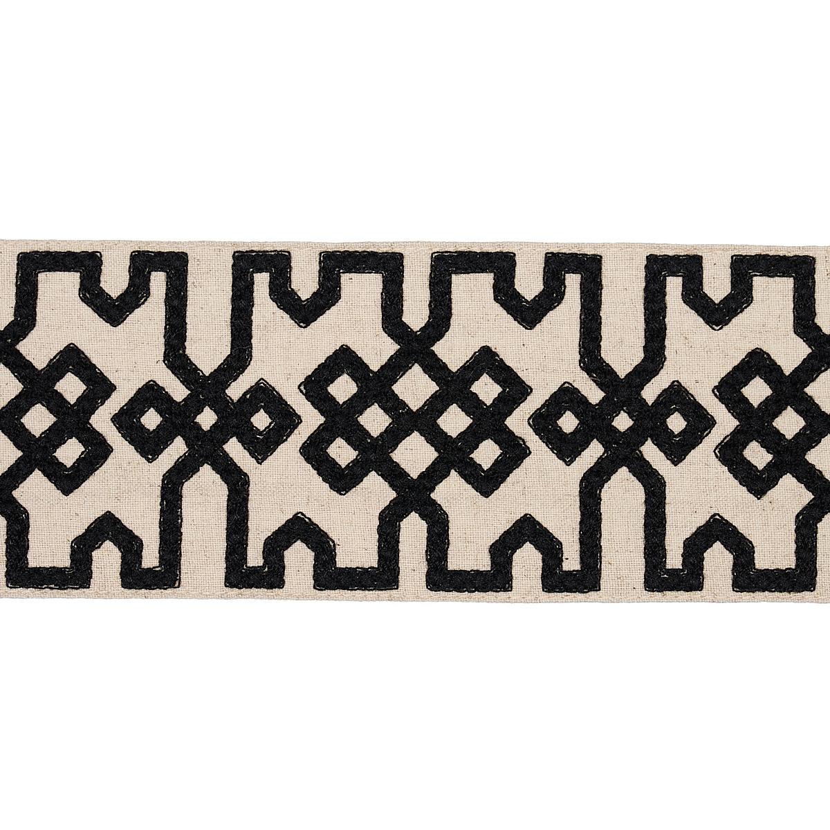 Schumacher Knotted Trellis TapeåÊåÊ BLACK ON UNBLEACHED Trim | Atlanta Fabrics