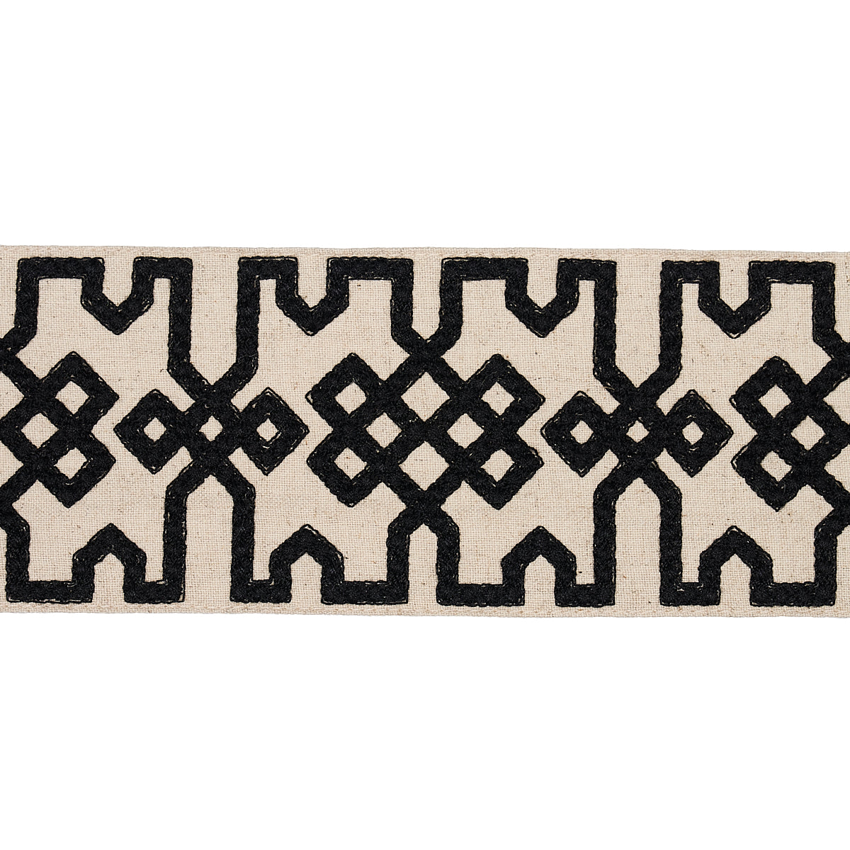 Knotted Trellis Tape BLACK ON UNBLEACHED